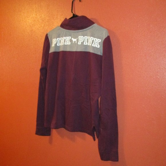 PINK Victoria Secret Woman Medium Red Gray Warm Long Sleeve Pullover Sweatshirt - Picture 9 of 10